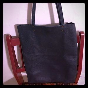 Tote Bag Italian Leather Denim Blue